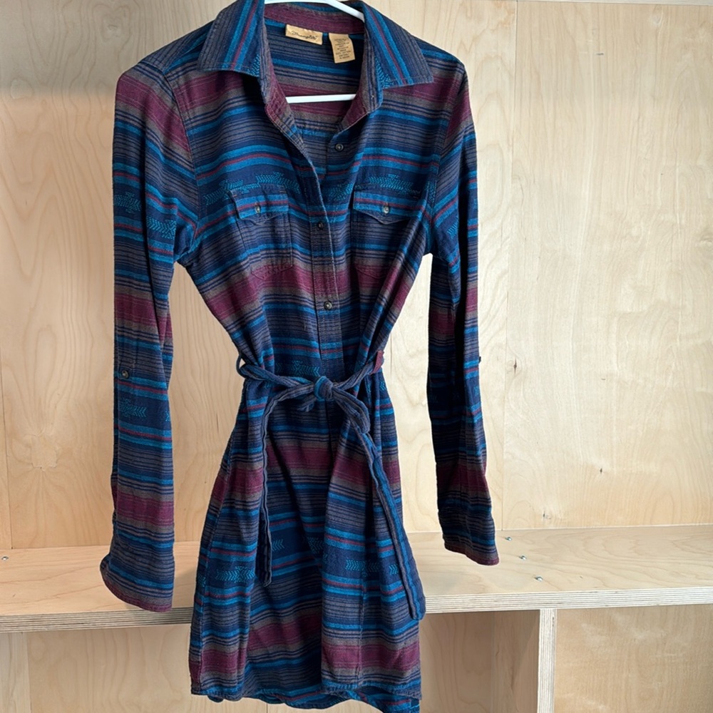 Wrangler Flannel Dress with Tie - Size Medium